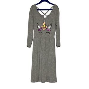 Halloween Dress Girl's 12 Unicorn Long Sleeve Criss Cross Back Midi Justice NEW